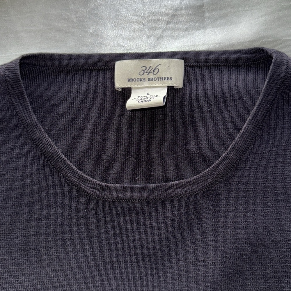Brooks Brothers Black Silk Blend Crewneck Sweater Timeless Preppy Classic Sz LRG - Picture 4 of 12